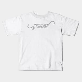 Pisces Zodiac Script Sticker Kids T-Shirt